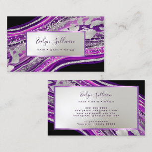 Glitter foil geode on black business card