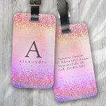 Glitter Foil Monogram Luggage Tag<br><div class="desc">Personalise this glitter design with your name and monogram initial.</div>