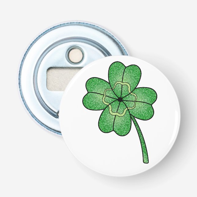 Glitter Four Leaf Clover Bottle Opener (Front)
