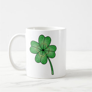 Glitter Four Leaf Clover Coffee Mug