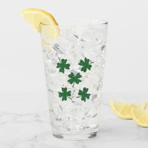 Glitter Four Leaf Clovers Glass