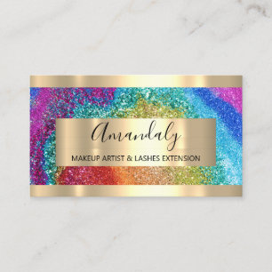 Glitter Frame Event Planner Rainbow Holograph Business Card