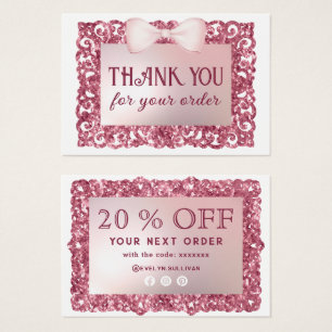 Glitter Frame Pink Bow discount card