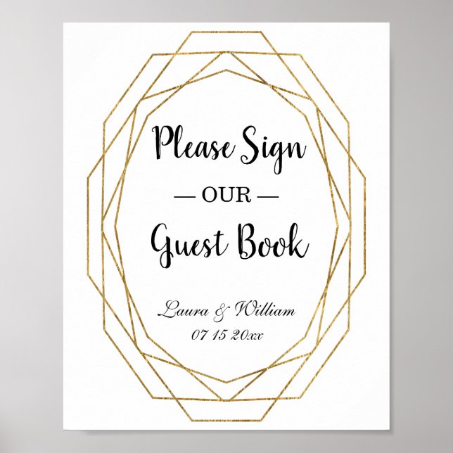 Glitter Frame Please Sign Our Guestbook Sign (Front)