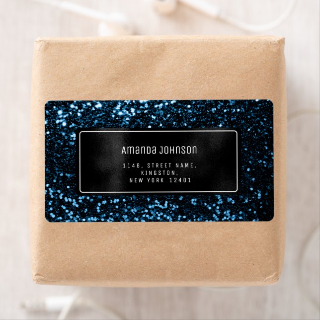 Glitter Framed Blue Navy RSVP Address Boutique (Insitu)