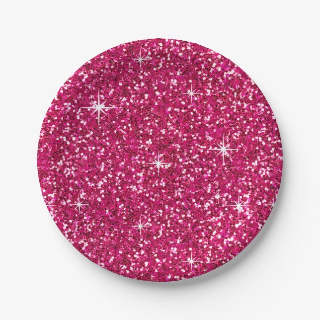 GLITTER | fuchsia Paper Plate (Front)