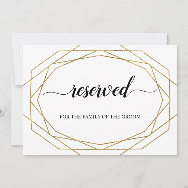 Glitter Geometric Frame Calligraphy Reserved Sign Invitation (Front)