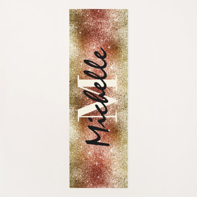 Glitter Girl Monogrammed Workout Yoga Mat (Front)