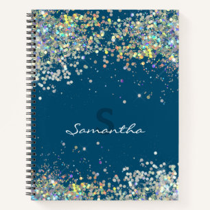 Glitter Girly Custom Name Monogram Notebook