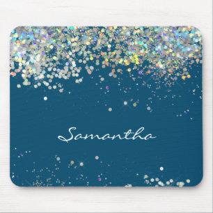 Glitter Girly Custom Name Mouse Pad