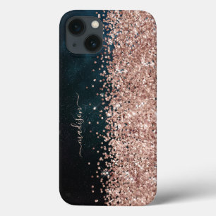 Glitter Girly Modern Sparkle Sweet 16  Gold Black iPhone 13 Case