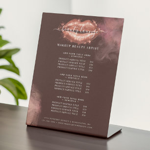 Glitter Glam Beauty Makeup Artist Service List Pedestal Sign