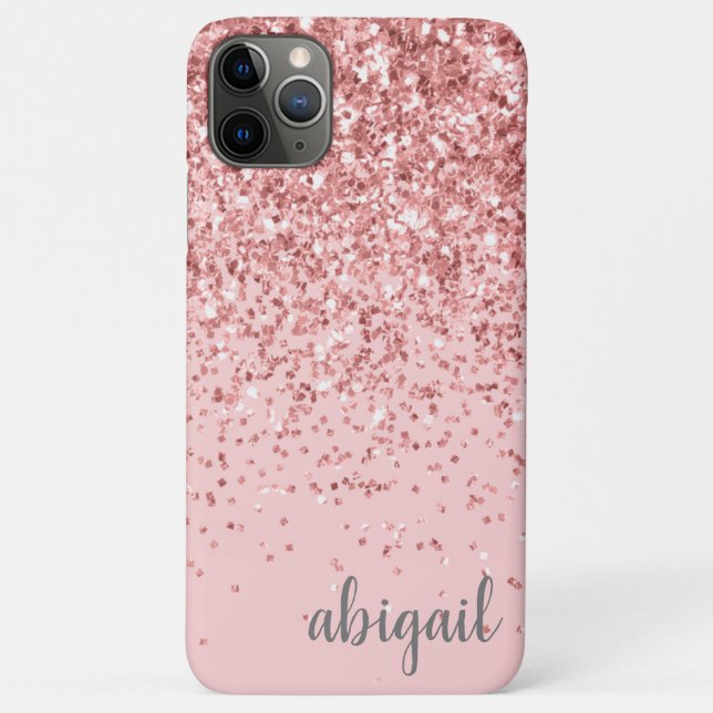 Glitter Glam Blush Pink Girly Modern Monogram Name Case-Mate iPhone Case (Back)