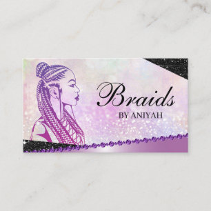 Glitter Glam Modern Hair Braiding Salon Business Card