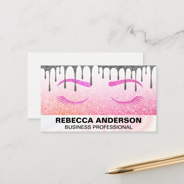 Glitter Glamour | Drip | Eyelashes  Appointment Card (Front/Back In Situ)