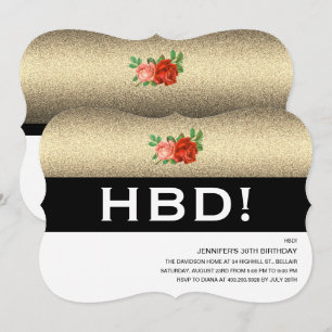 Glitter Glamour Elegant Roses Invitation