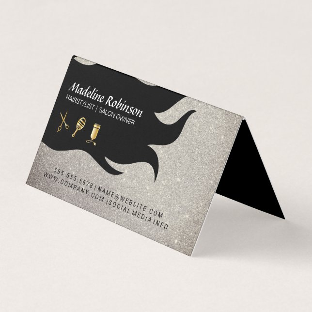 Glitter | Glamour Stylist Kit | Hair and Beauty Business Card (Front)