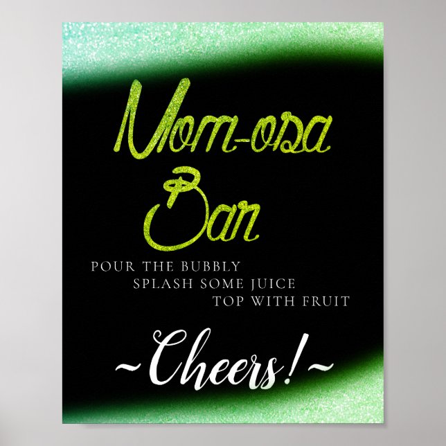 Glitter Glow Minimal Simple Mimosa Bar Sign (Front)
