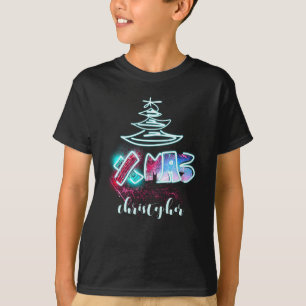 Glitter Glow Tree Blue And Red Xmas Tygraphy Toddl T-Shirt