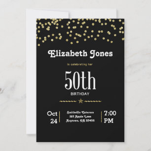 Glitter Gold 50th Birthday Invitation