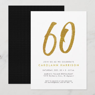 Glitter gold 60th birthday party invitation