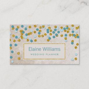 glitter gold aqua confetti modern Business Cards