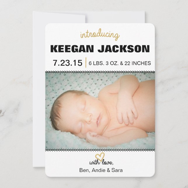 Glitter Gold Birth Announcement (Front)