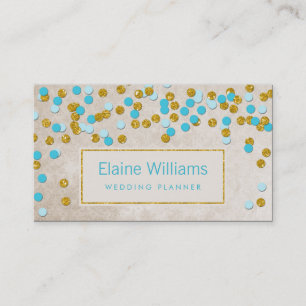 glitter gold blue confetti modern Business Cards