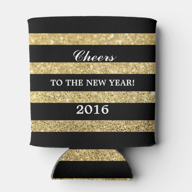 Glitter Gold | Cheers to the New Year 2016 Can Cooler (Back)