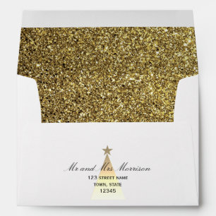 Glitter Gold Christmas Wedding Envelope