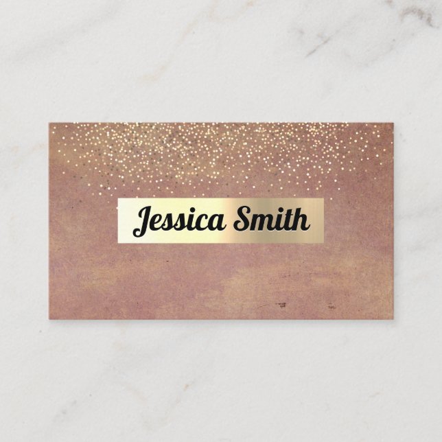 Glitter Gold Confetti | Gold Brushed Metallic Business Card (Front)