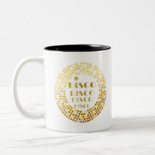 glitter, gold disco ball Two-Tone coffee mug