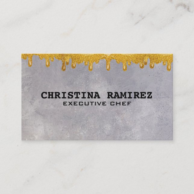 Glitter Gold Drip Texture Background Business Card (Front)