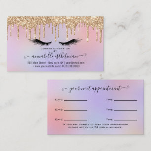 Glitter Gold  Eyelash Extension Appointment Busine Business Card
