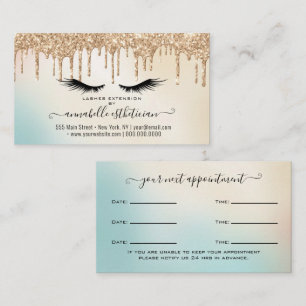 Glitter Gold  Eyelash Extension Appointment Business Card
