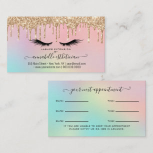 Glitter Gold  Eyelash Extension Appointment Business Card