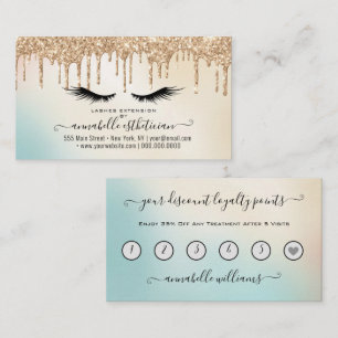 Glitter Gold  Eyelash Extension Loyalty  Business  Card