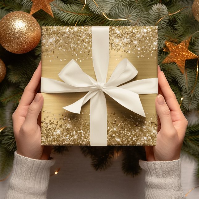 Glitter Gold Faux Foil Wrapping Paper (Glitter Gold Faux Foil Wrapping Paper)
