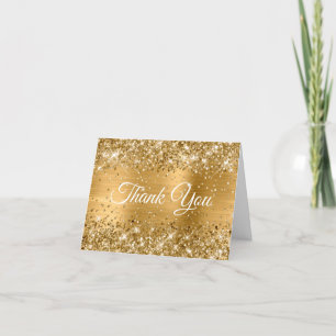 Glitter Gold Foil 90th Birthday Celebration Thank You Card