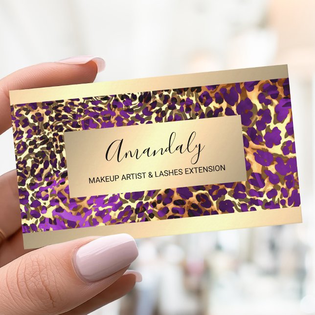 Glitter Gold Frame Animal Skin Leopard Luxury Business Card (Creator Uploaded)
