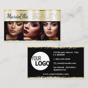 Glitter Gold Golden Product Labels with Logo Photo Business Card