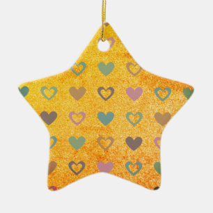 glitter / gold hearts ceramic tree decoration