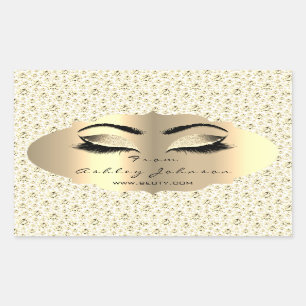 Glitter Gold Lash Eyes From White Diamond Thank Rectangular Sticker