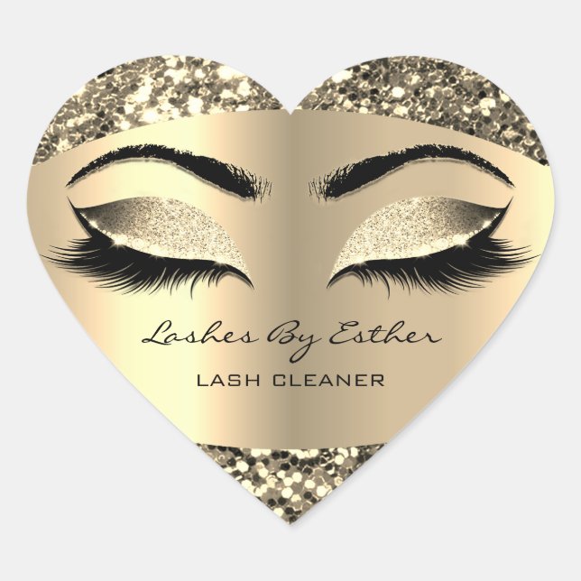 Glitter Gold Lashes By Cleaner Heart Makeup Heart Sticker (Front)