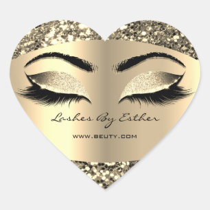 Glitter Gold Lashes By Cleaner Web Girly Heart Sticker