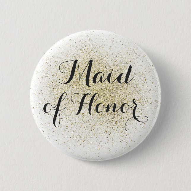 Glitter Gold Maid of Honour Button (Front)