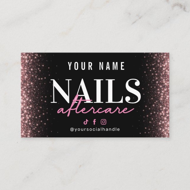 Glitter Gold Nails Aftercare Card (Front)
