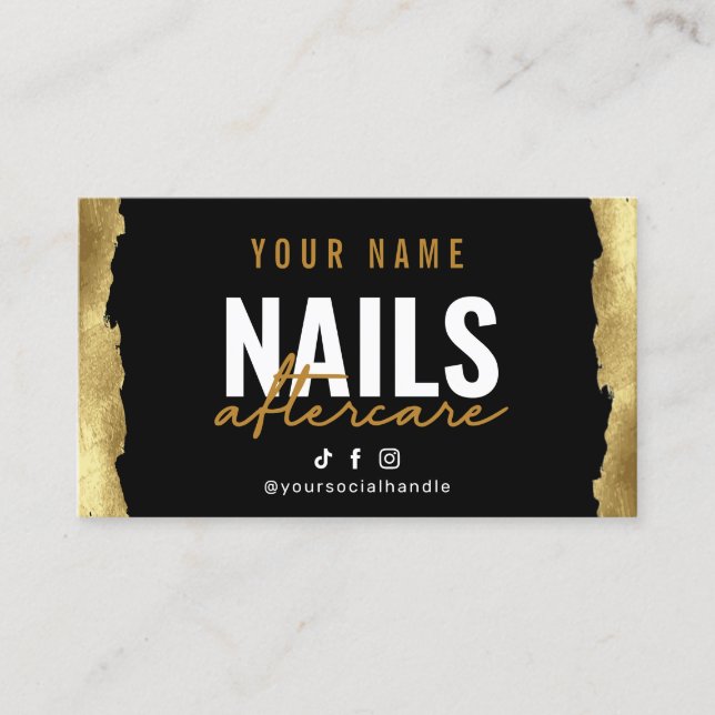 Glitter Gold Nails Instruction Aftercare Card (Front)