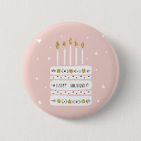 Glitter Gold Pastel Birthday Cake Illustration