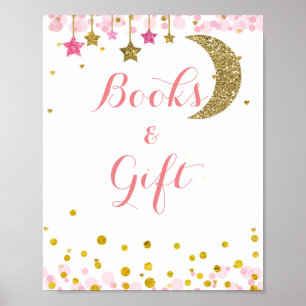 Glitter gold pink moon watercolor Gift sign